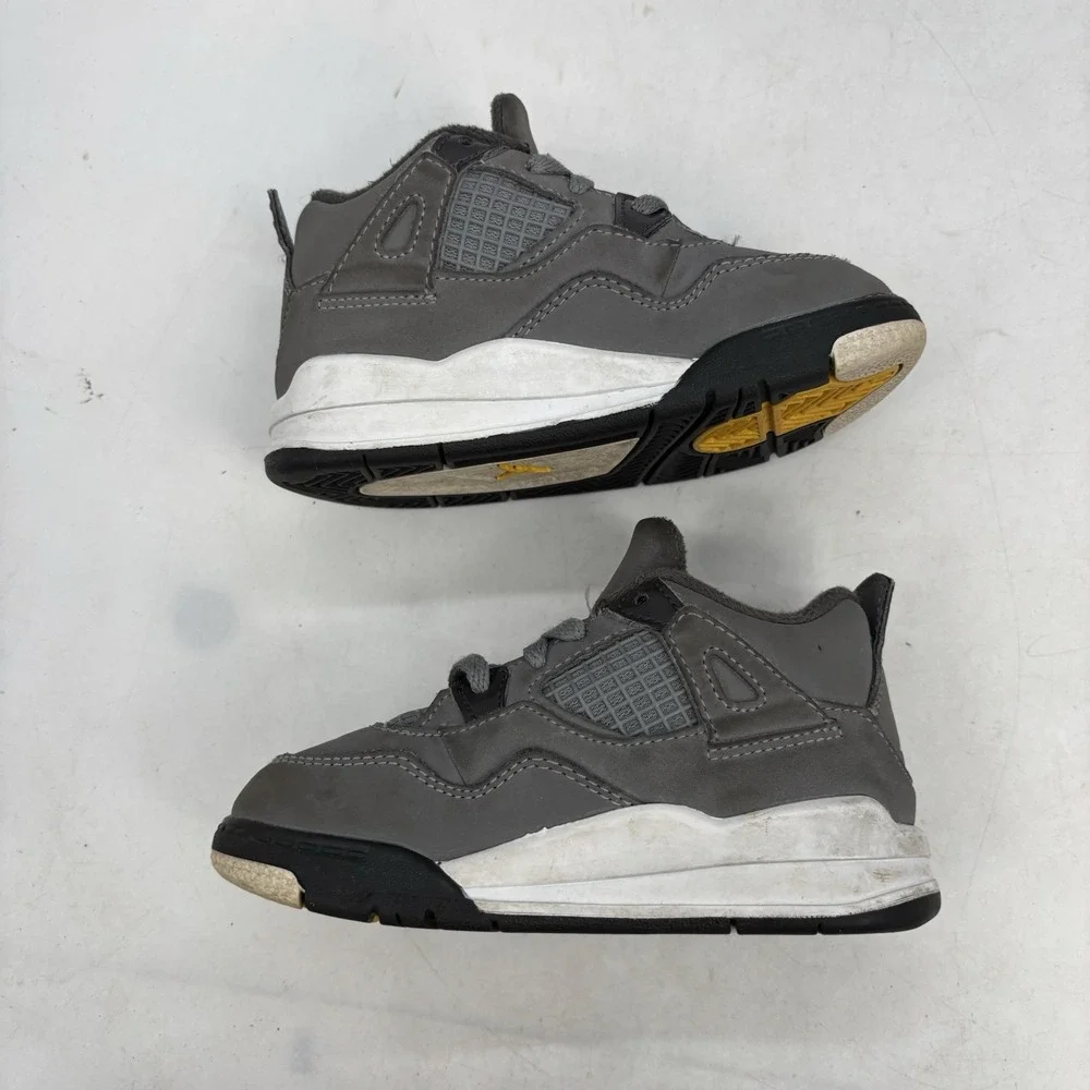Nike Air Jordan 4 Retro Cool Grey Shoes Toddler 8c Black White BQ7670-007 TD